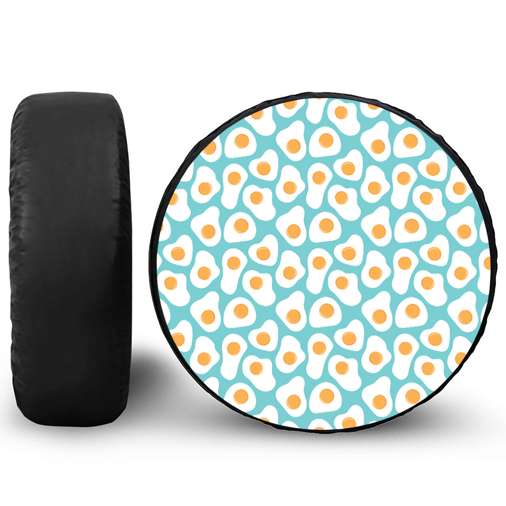 Blue Fried Eggs Pattern Print Tire Cover