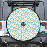 Blue Fried Eggs Pattern Print Tire Cover With Camera Hole