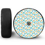Blue Fried Eggs Pattern Print Tire Cover With Camera Hole