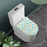 Blue Fried Eggs Pattern Print Toilet Lid Cover