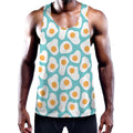 Blue Fried Eggs Pattern Print Men's Workout Tank Top