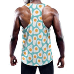 Blue Fried Eggs Pattern Print Training Tank Top