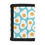 Blue Fried Eggs Pattern Print Trifold Wallet