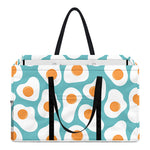 Blue Fried Eggs Pattern Print Utility Tote Bag