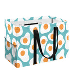 Blue Fried Eggs Pattern Print Utility Tote Bag