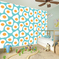 Blue Fried Eggs Pattern Print Wall Sticker