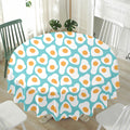 Blue Fried Eggs Pattern Print Waterproof Round Tablecloth