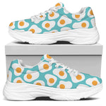 Blue Fried Eggs Pattern Print White Chunky Shoes