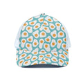 Blue Fried Eggs Pattern Print White Mesh Trucker Hat