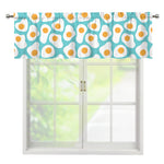 Blue Fried Eggs Pattern Print Window Valance