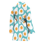 Blue Fried Eggs Pattern Print Women's Bathrobe