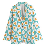Blue Fried Eggs Pattern Print Women's Blazer