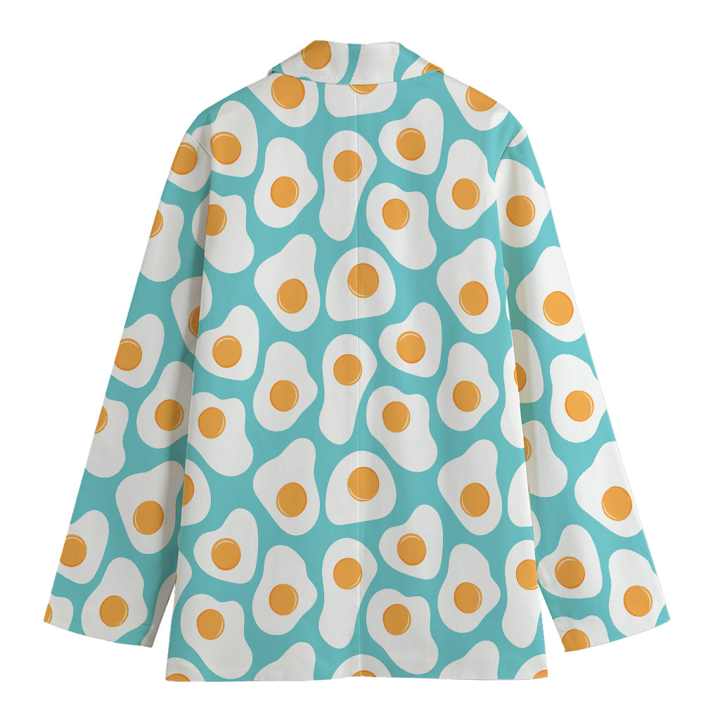 Blue Fried Eggs Pattern Print Women's Blazer
