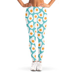 Blue Fried Eggs Pattern Print Women's Leggings