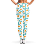 Blue Fried Eggs Pattern Print Women's Leggings