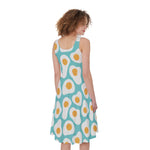 Blue Fried Eggs Pattern Print Women's Sleeveless Dress