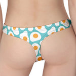 Blue Fried Eggs Pattern Print Women's Thong