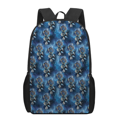 Blue Galaxy Dream Catcher Pattern Print 17 Inch Backpack