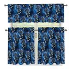 Blue Galaxy Dream Catcher Pattern Print 3 Piece Kitchen Curtains