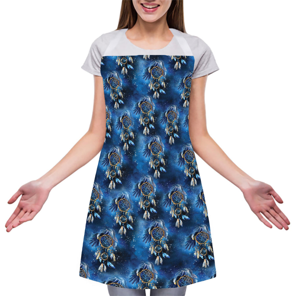 Blue Galaxy Dream Catcher Pattern Print Adjustable Apron
