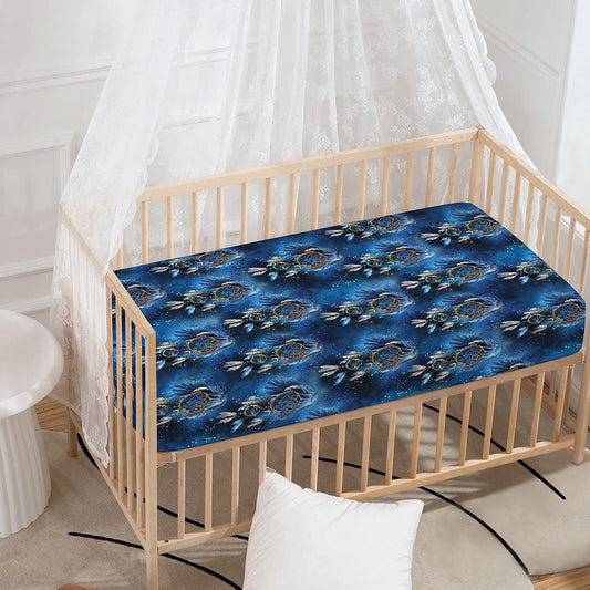Blue Galaxy Dream Catcher Pattern Print Baby Crib Sheet