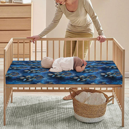 Blue Galaxy Dream Catcher Pattern Print Baby Crib Sheet