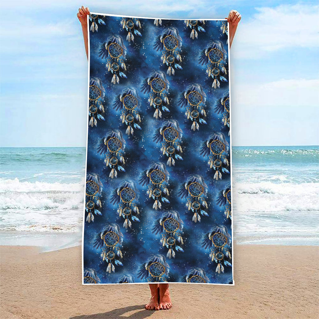 Blue Galaxy Dream Catcher Pattern Print Beach Towel