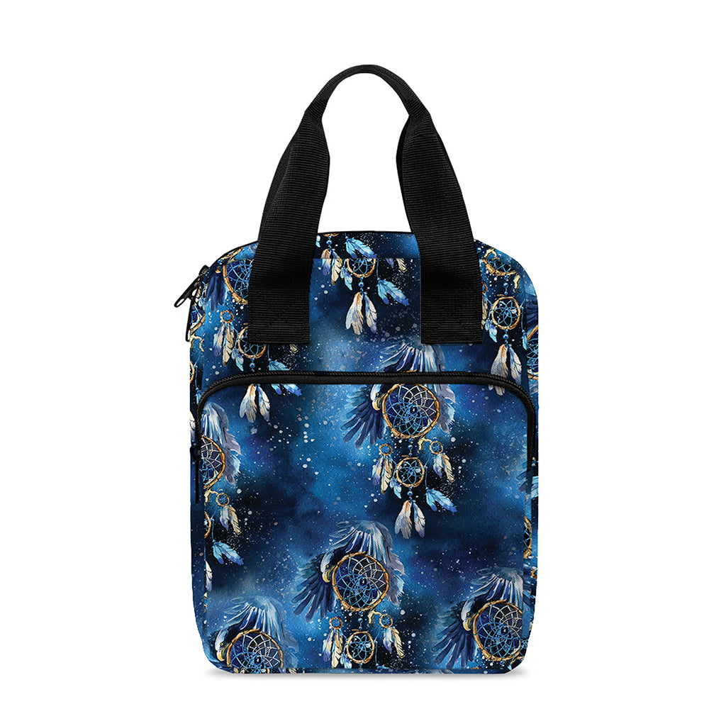 Blue Galaxy Dream Catcher Pattern Print Bible Tote Bag