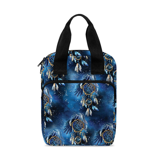 Blue Galaxy Dream Catcher Pattern Print Bible Tote Bag