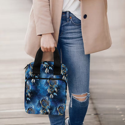 Blue Galaxy Dream Catcher Pattern Print Bible Tote Bag