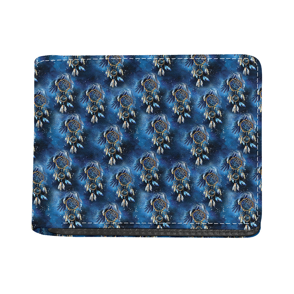 Blue Galaxy Dream Catcher Pattern Print Bifold Wallet