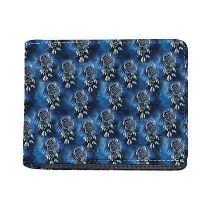 Blue Galaxy Dream Catcher Pattern Print Bifold Wallet
