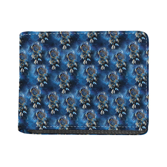 Blue Galaxy Dream Catcher Pattern Print Bifold Wallet