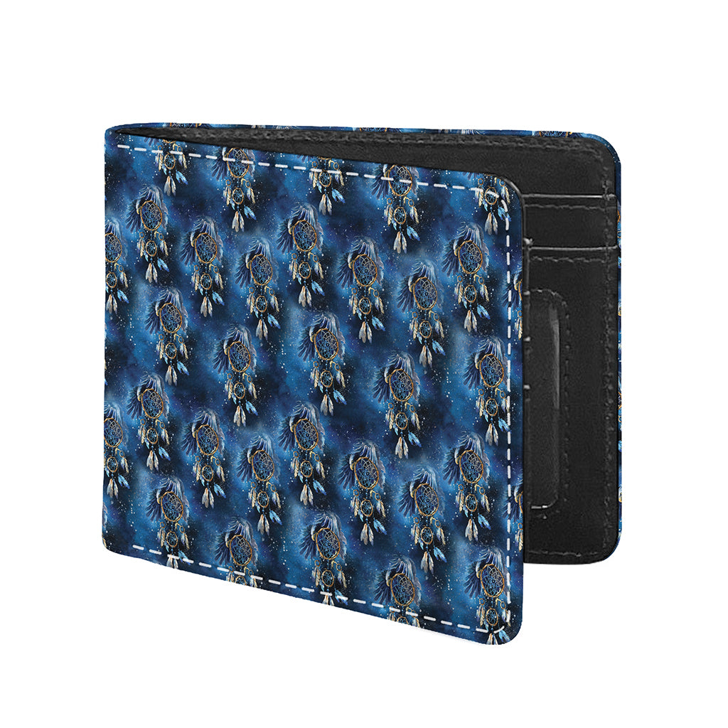 Blue Galaxy Dream Catcher Pattern Print Bifold Wallet