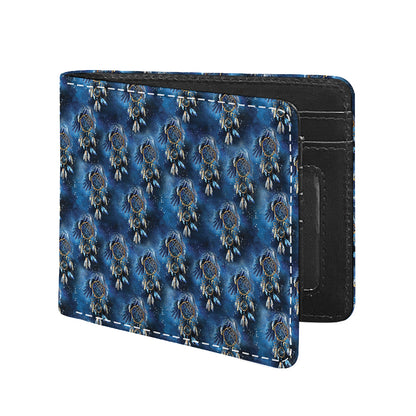 Blue Galaxy Dream Catcher Pattern Print Bifold Wallet