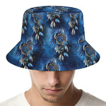 Blue Galaxy Dream Catcher Pattern Print Bucket Hat