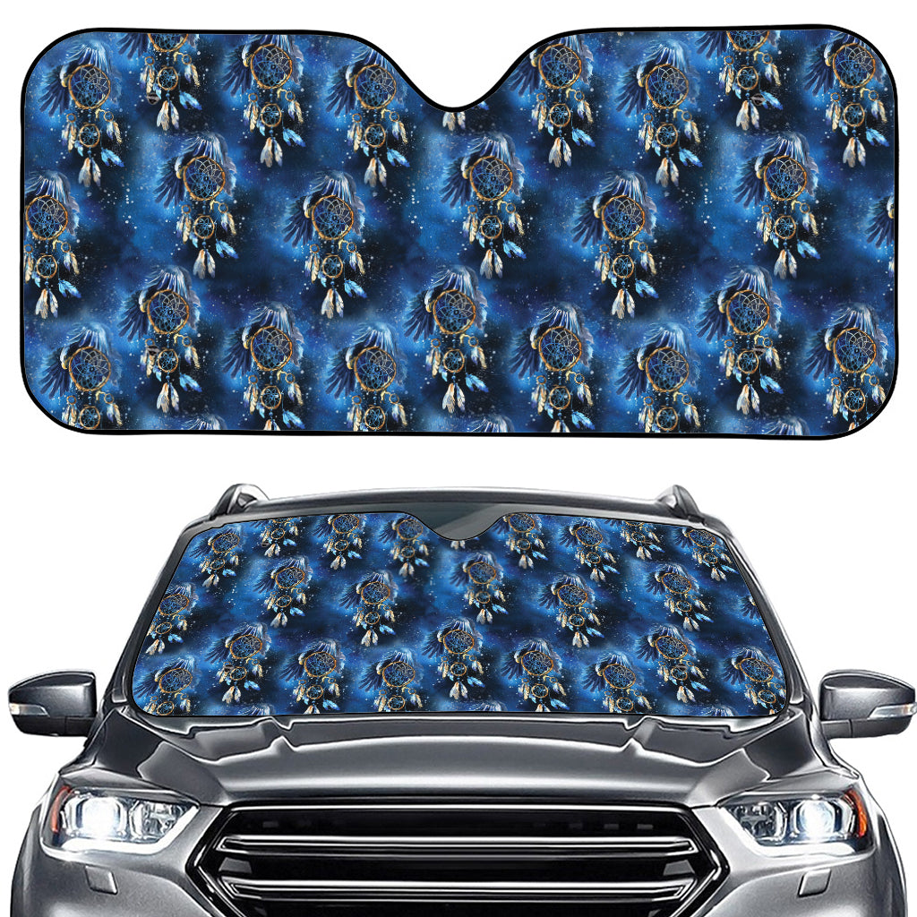 Blue Galaxy Dream Catcher Pattern Print Car Windshield Sun Shade