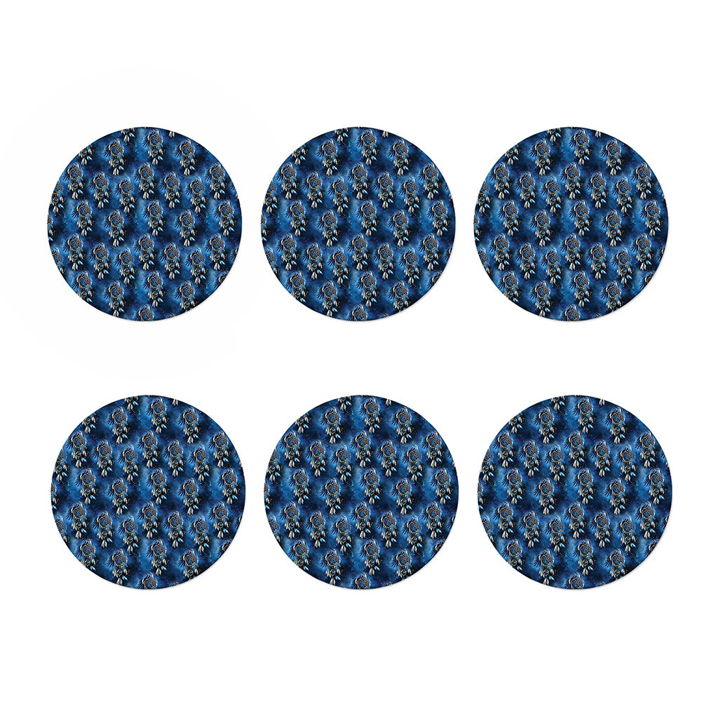 Blue Galaxy Dream Catcher Pattern Print Coaster Set