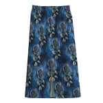 Blue Galaxy Dream Catcher Pattern Print Cotton Front Slit Maxi Skirt