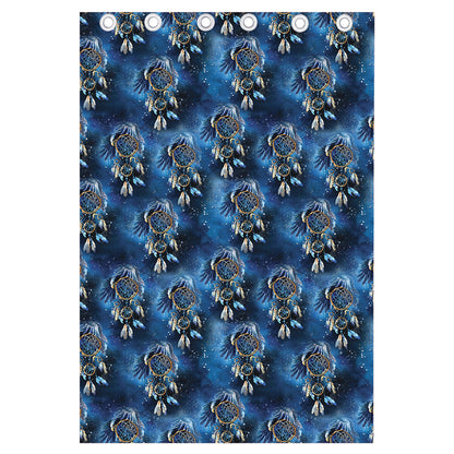 Blue Galaxy Dream Catcher Pattern Print Curtain