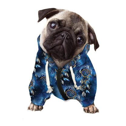 Blue Galaxy Dream Catcher Pattern Print Dog Zip Up Hoodie