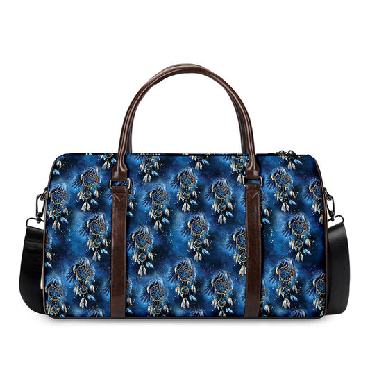 Blue Galaxy Dream Catcher Pattern Print Duffle Bag