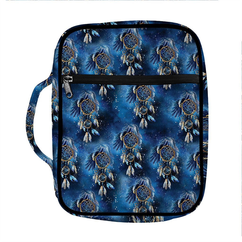 Blue Galaxy Dream Catcher Pattern Print Front Pocket Bible Bag