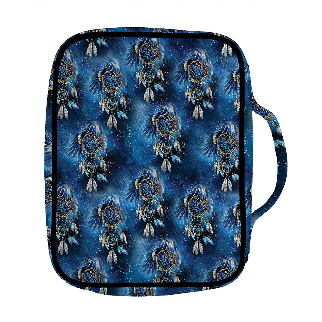 Blue Galaxy Dream Catcher Pattern Print Front Pocket Bible Bag