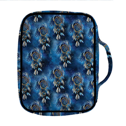 Blue Galaxy Dream Catcher Pattern Print Front Pocket Bible Bag