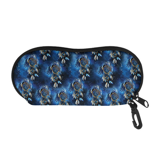 Blue Galaxy Dream Catcher Pattern Print Glasses Case
