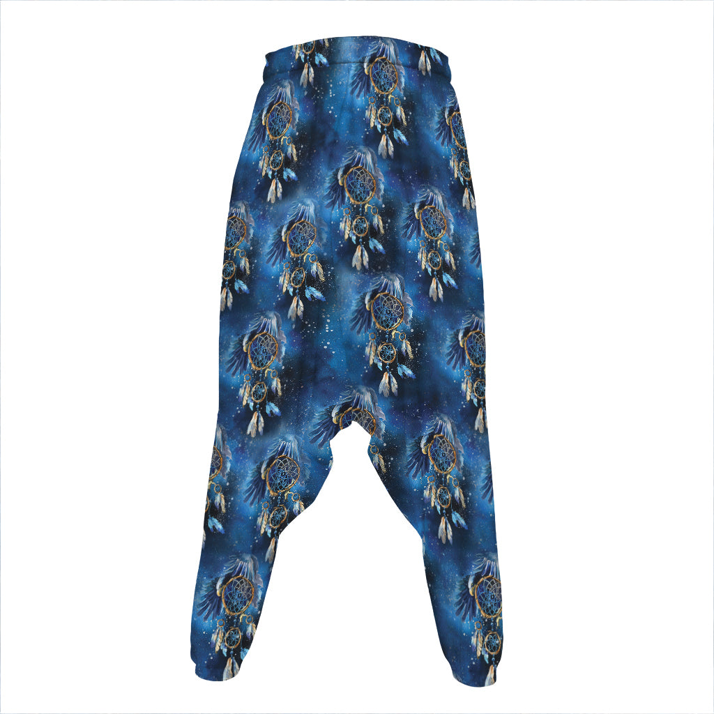 Blue Galaxy Dream Catcher Pattern Print Hammer Pants