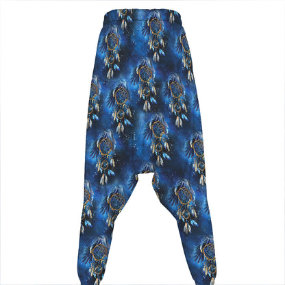 Blue Galaxy Dream Catcher Pattern Print Hammer Pants