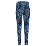 Blue Galaxy Dream Catcher Pattern Print High-Waisted Pocket Leggings
