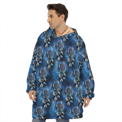 Blue Galaxy Dream Catcher Pattern Print Hoodie Blanket